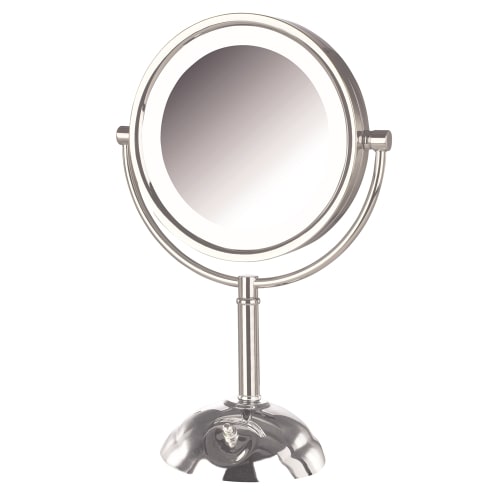 Jerdon® LED Lighted Vanity Mirror, 1x/8x Magnification, 8.5" Diameter, 16" Height, Chrome